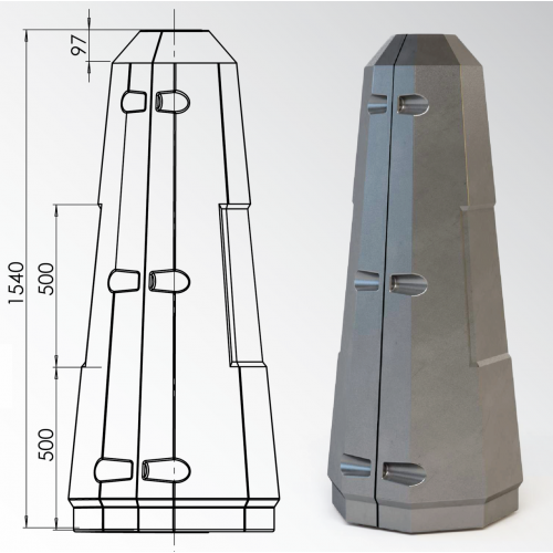 Цоколь восьмигранный стеклопластиковый А1 210х1540 мм в Мурманске